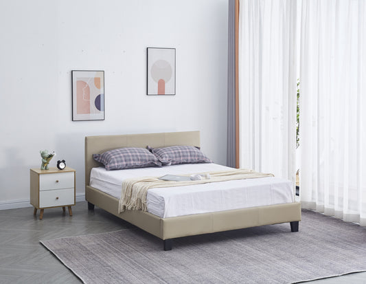 Lit Melbourne en Similicuir Taupe 140x190 cm