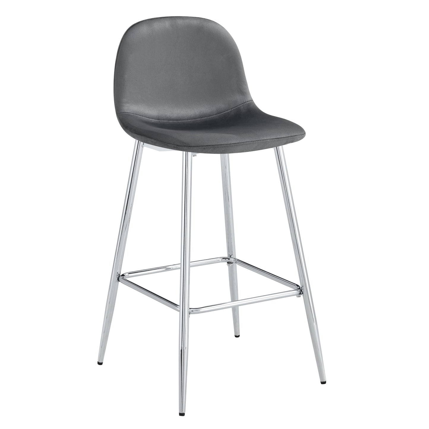 Tabouret de Bar Scandinave en Velours avec Pieds Chromés – Élégance et Confort