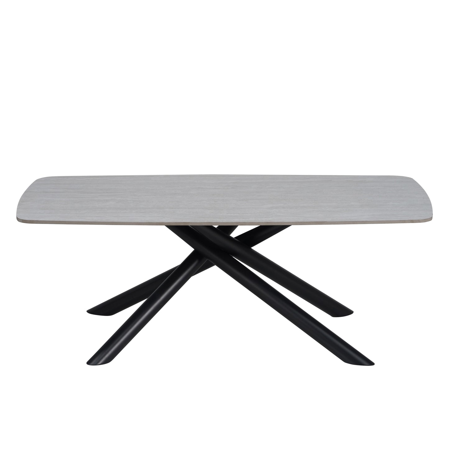 Table Basse Nysa – Pieds en Métal Noir & Plateau en Céramique 120x70x45 cm