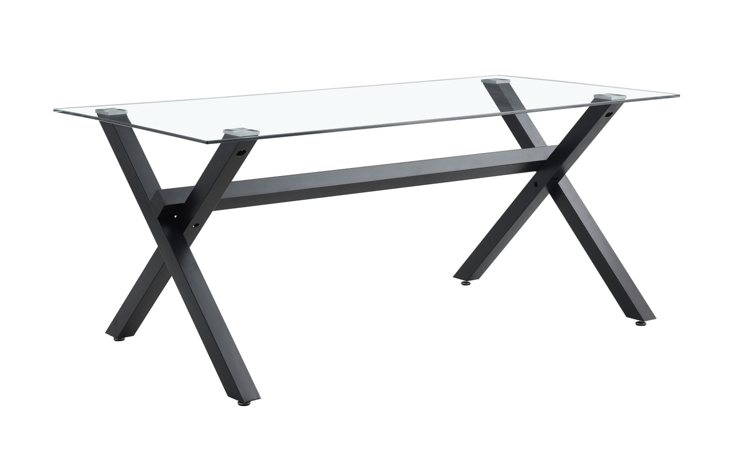 Table repas Ixe – Pieds métal et plateau transparent 150x90x75 cm