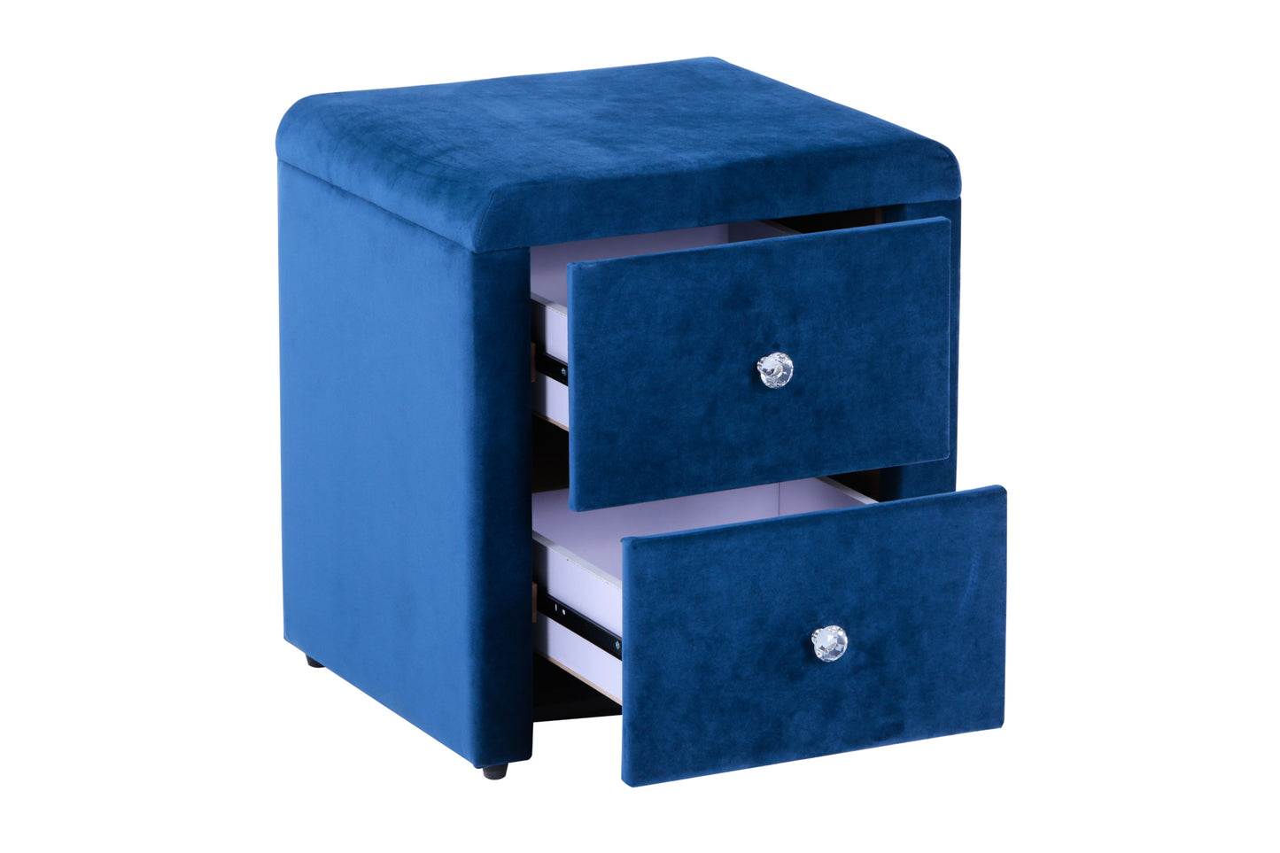 Chevet Velours Bleu 47x41x50 cm