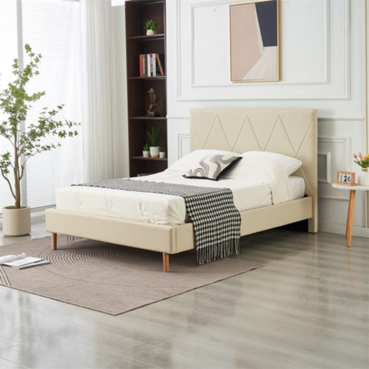 Lit Double Square – Pieds Bois 140x190 cm