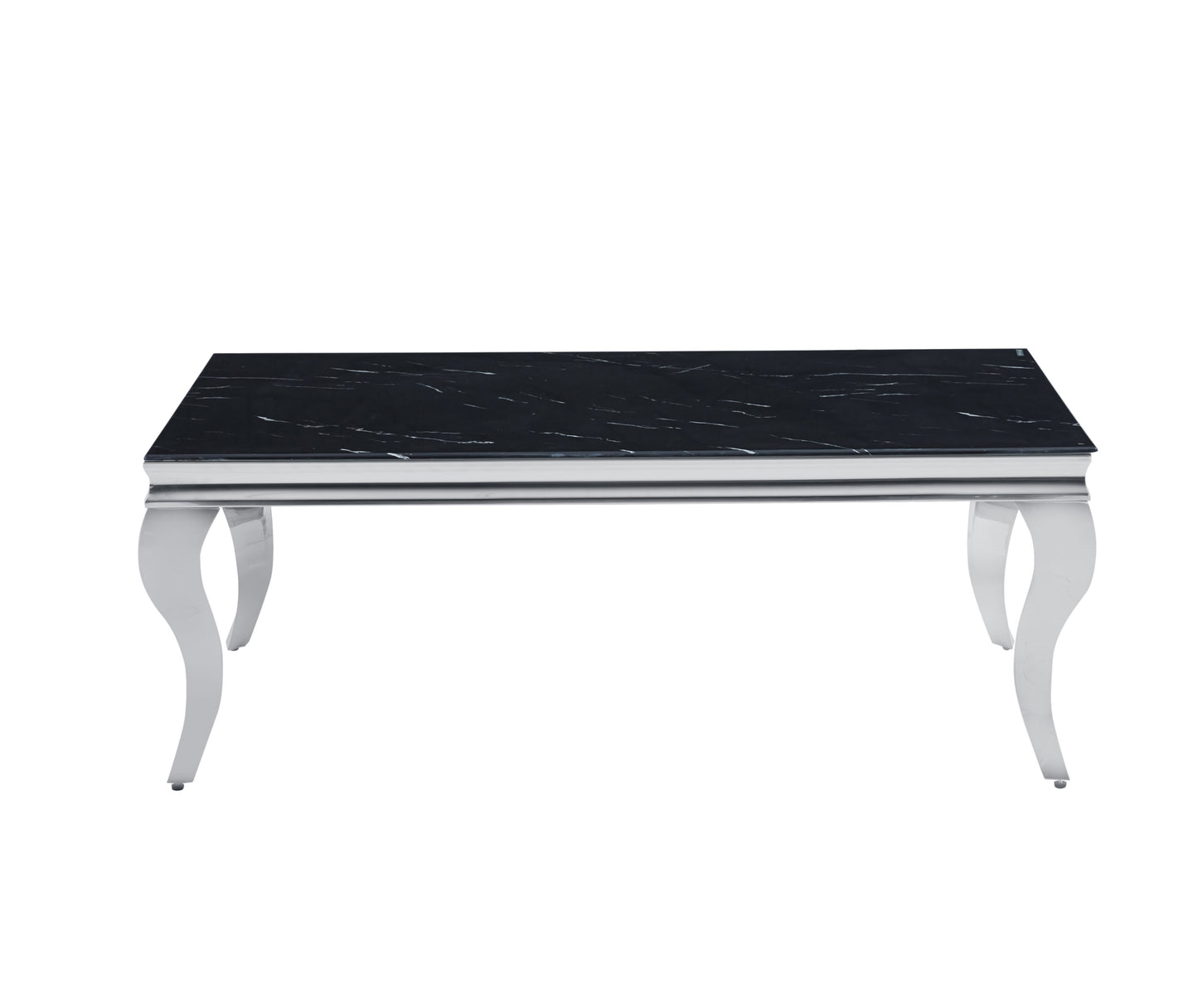 Table Basse Baroque – Pieds Chrome 120x60x45 cm