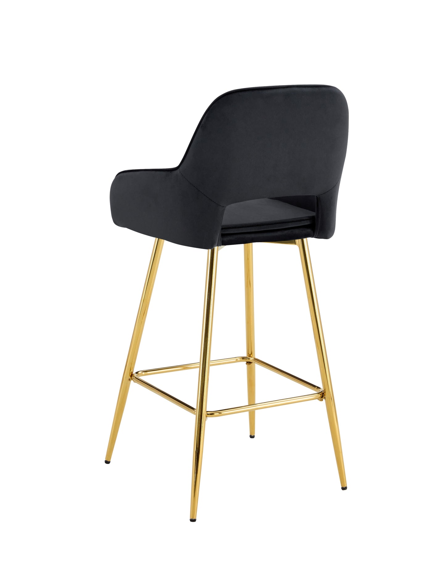 Tabouret de Bar Athena en Velours Noir avec Pieds Dorés – Élégance Contemporaine