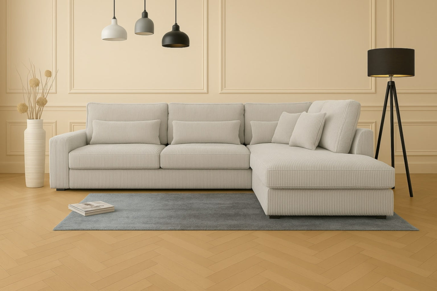 Canapé Bristola – Grand canapé d’angle droit moderne (315X230 cm)