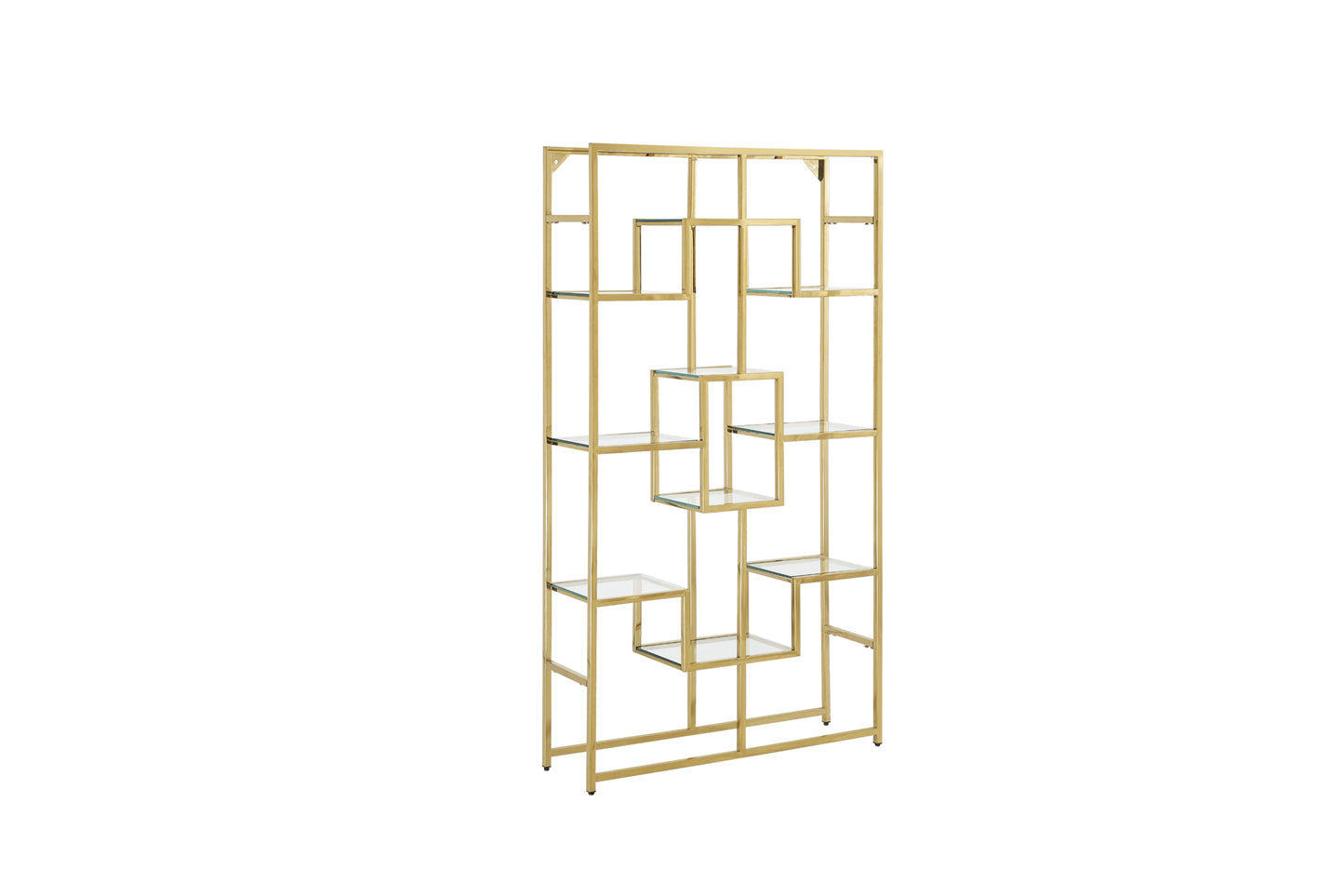 Étagère Richmont – Pieds Gold & Plateaux Transparants 100x30x180 cm