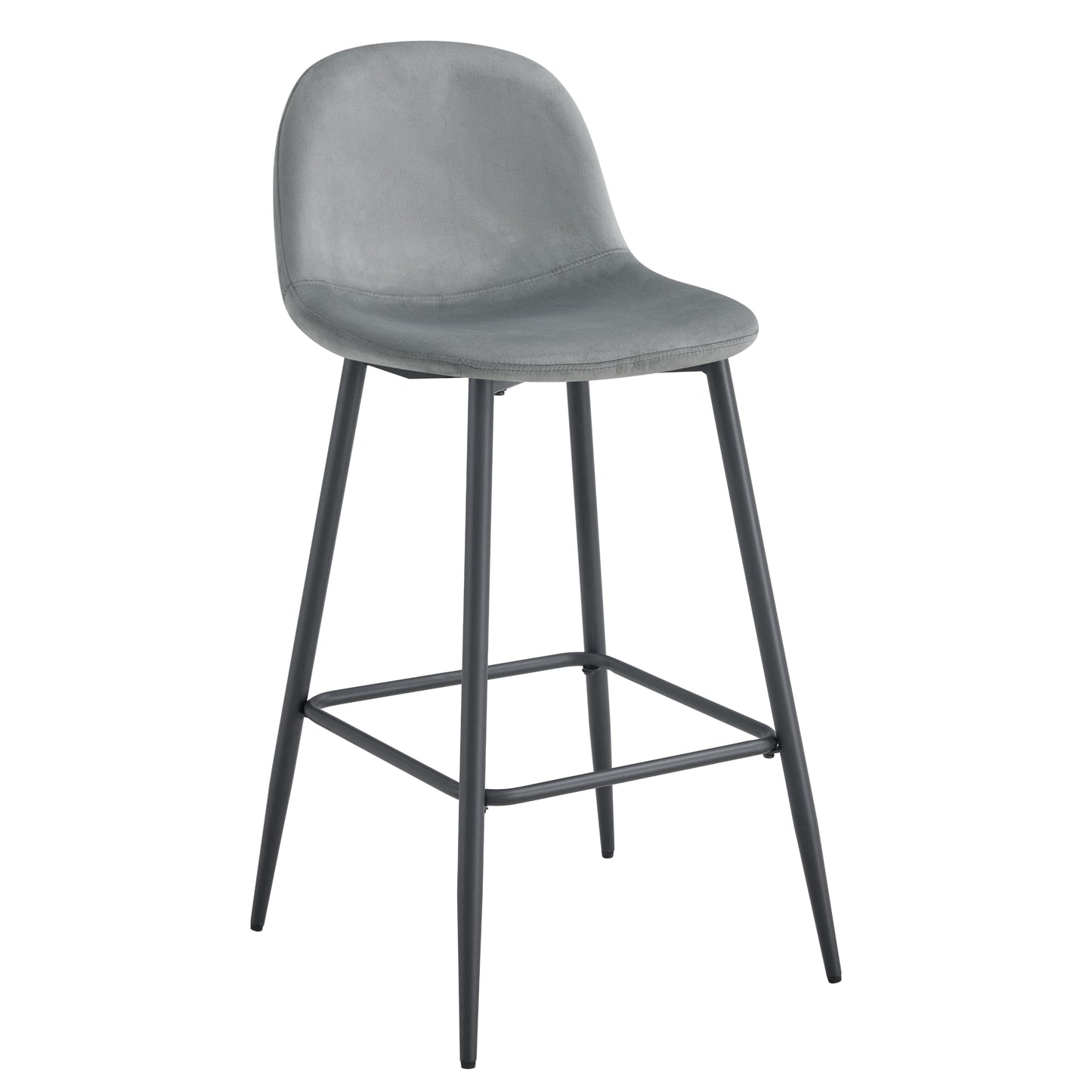 Tabouret de Bar Scandinave en Velours Gris avec Structure Métal Noir – Confort et Style