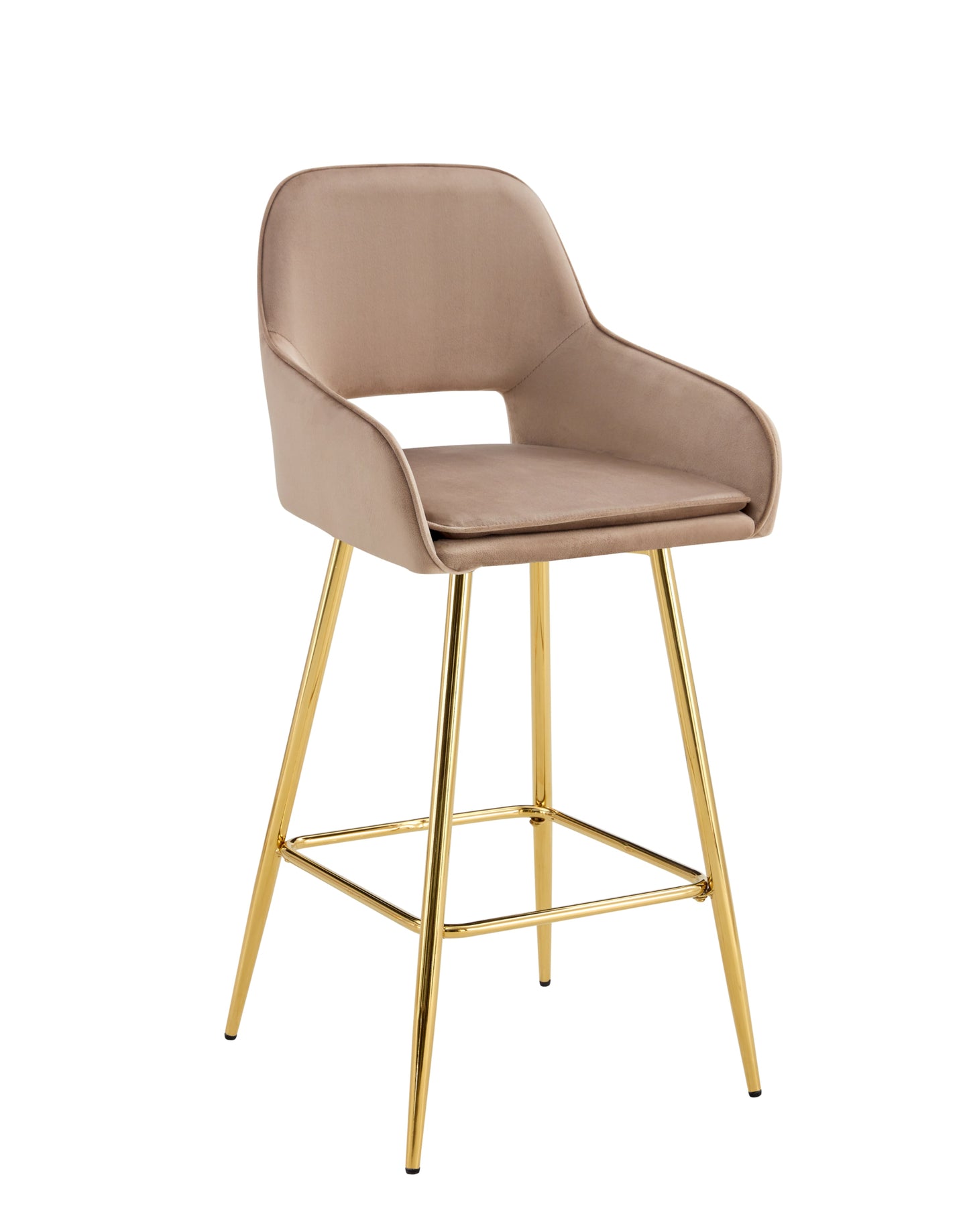 Tabouret de Bar Athena en Velours avec Pieds Gold – Luxe et Confort