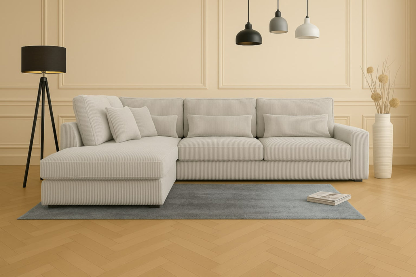 Canapé Bristola – Grand canapé d’angle Gauche moderne (315X230 cm)