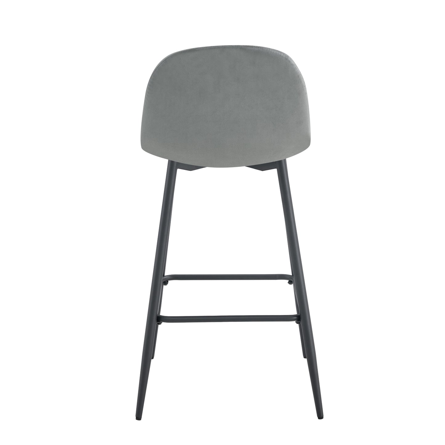 Tabouret de Bar Scandinave en Velours Gris avec Structure Métal Noir – Confort et Style