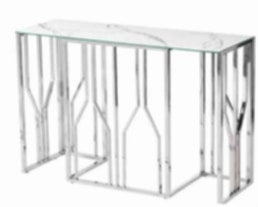 Console Portofino en Chrome et Marbre Blanc – 120x40x78 cm