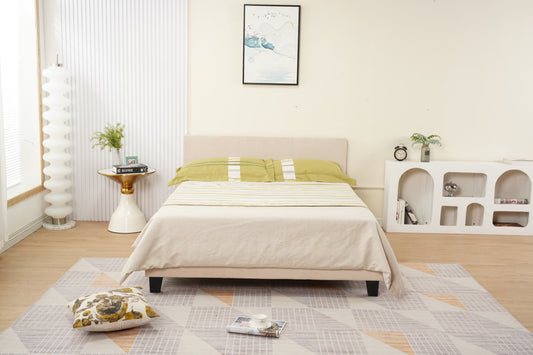 Lit Melbourne en velours beige 140x190 cm – Élégance et confort contemporain