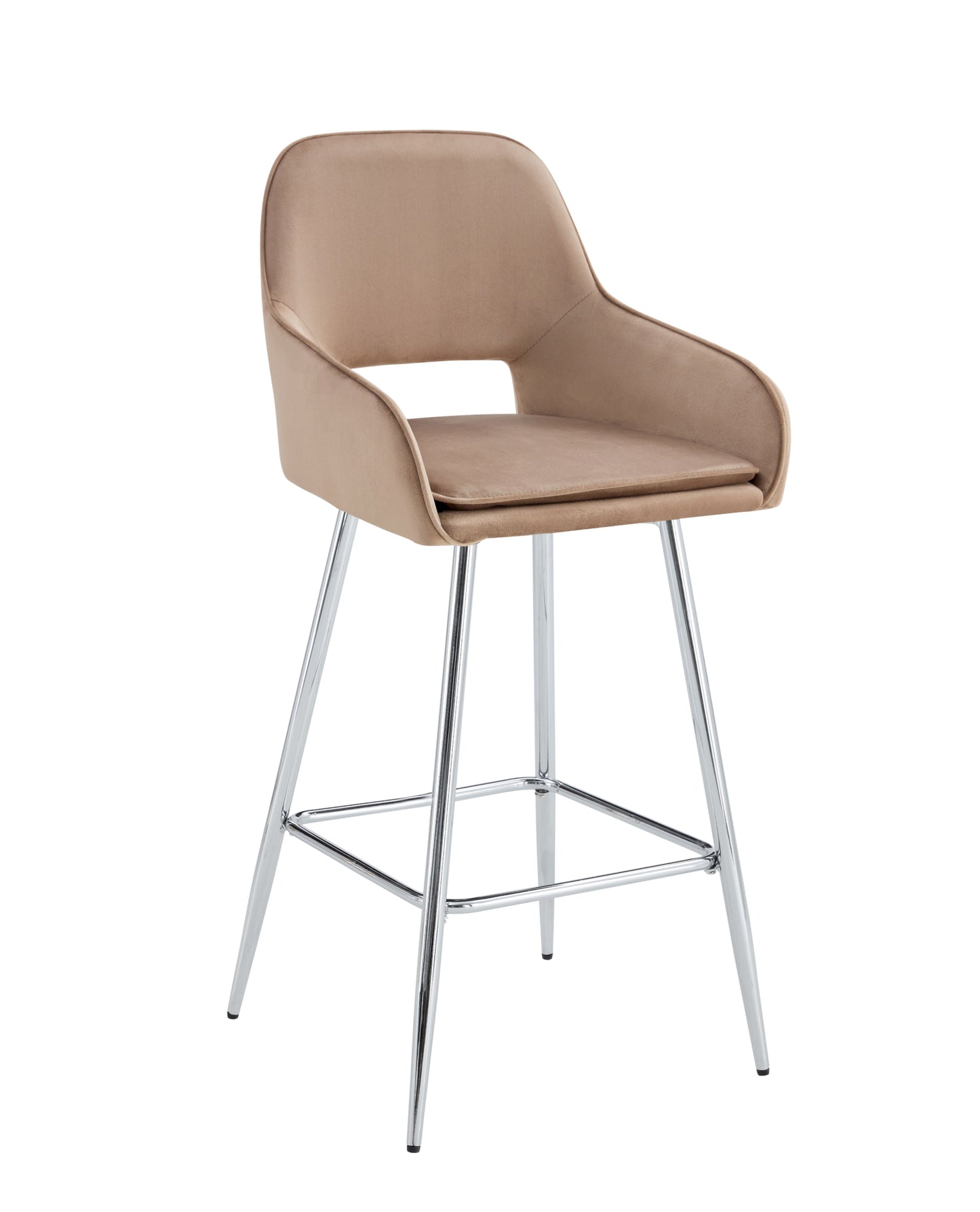 Tabouret de Bar Athena en Velours avec Pieds Chromés – Style et Confort