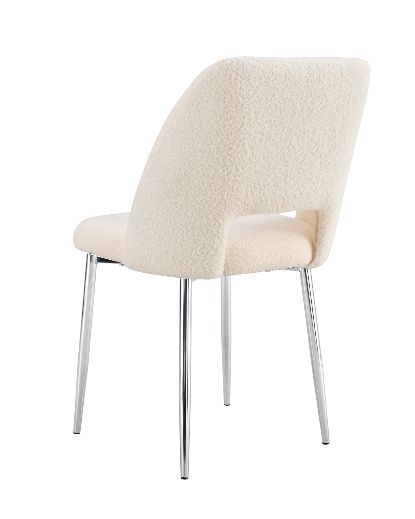 Chaise Ava en Tissu Doudou Beige avec Pieds Chrome – Confort et Modernité