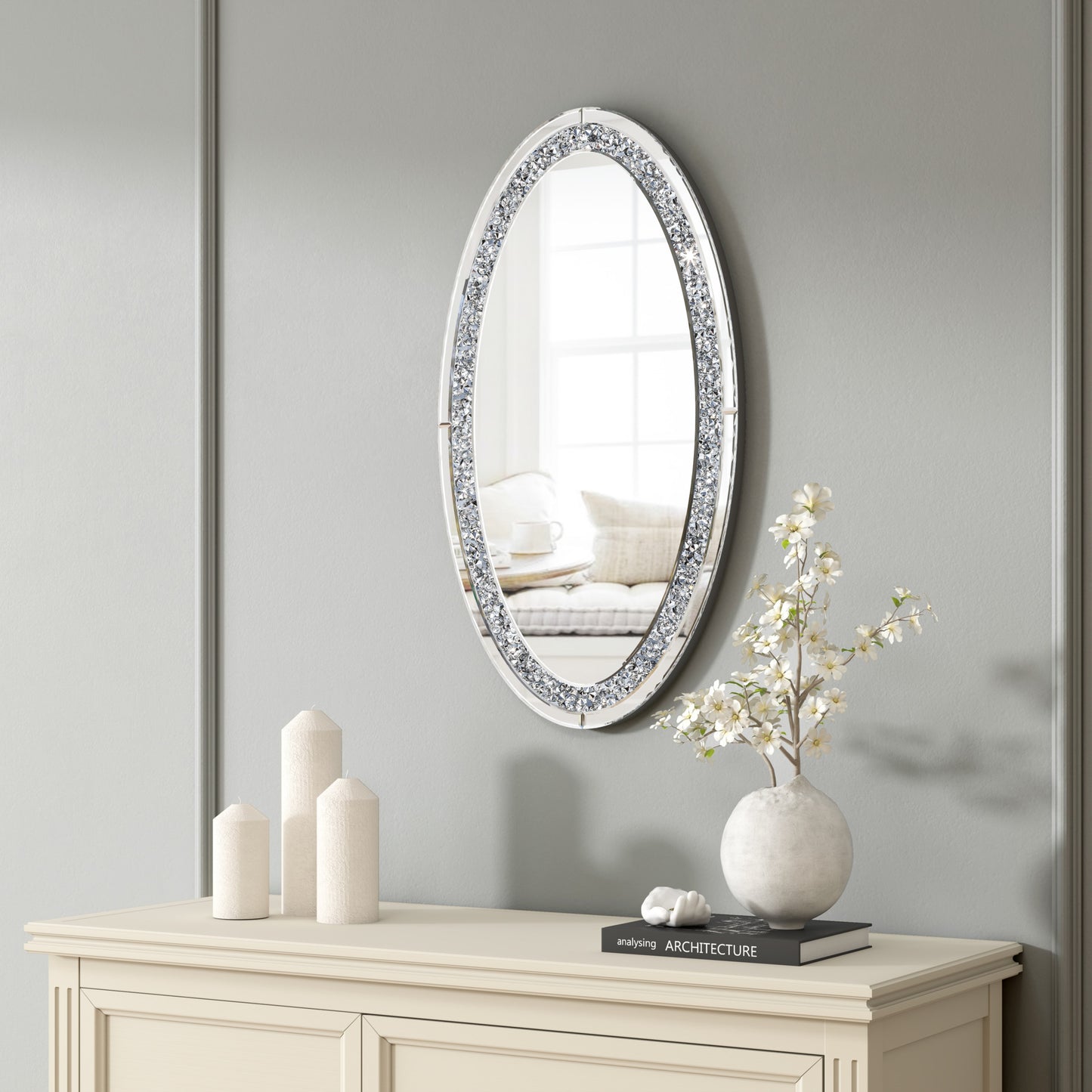Miroir Éclat mural ovale 90x50 cm – Élégance et luminosité
