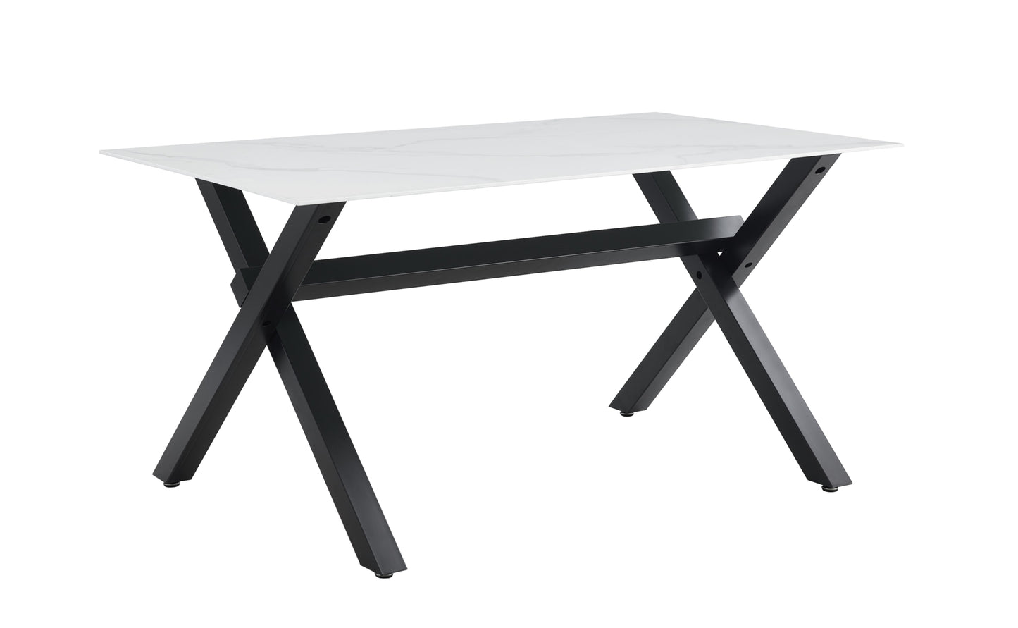 Table repas Ixe – Pieds métal et plateau effet marbre blanc 150x90x70 cm