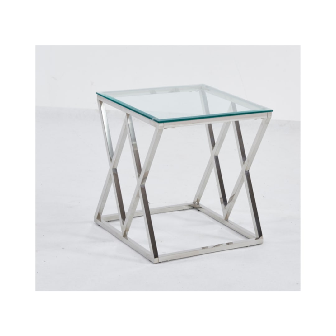 Guéridon Triangle Chrome – Plateau 50x50 cm