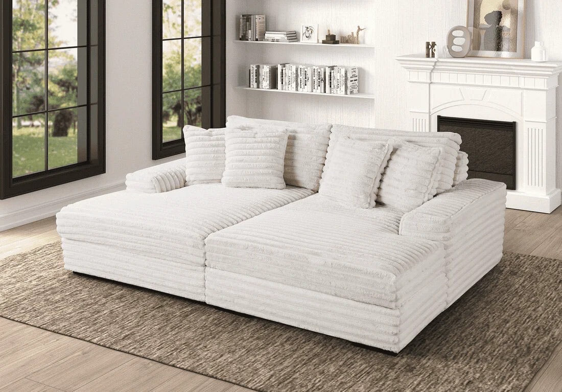 Canapé CELIA – Moelleux en tissu côtelé épais, 3 places (250x180x77 cm)