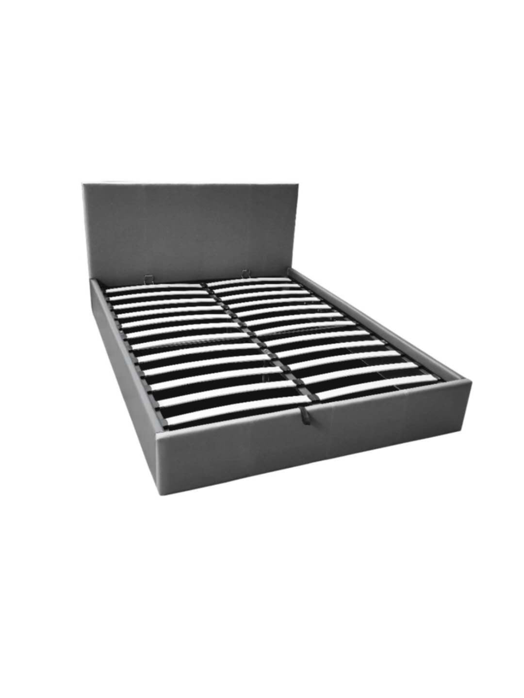 Lit Coffre « Bastien » en Similicuir Gris – 160x200 cm
