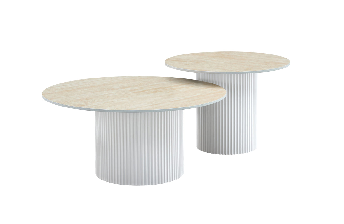 Table Basse Mina – Plateau en Céramique Effet Travertin Mat