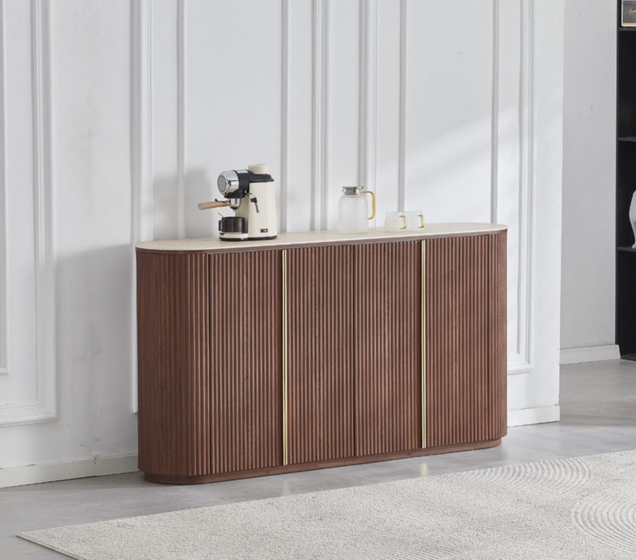 Buffet Calypso en céramique effet travertin – Élégance et modernité