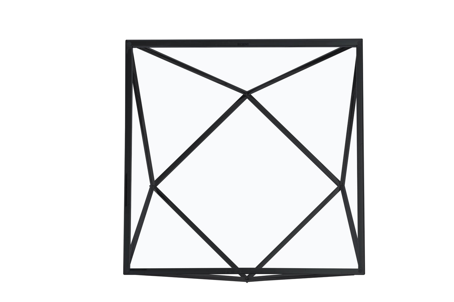 Table Basse Alina – Pieds Métal Noir & Plateau Transparent 80x80x45 cm