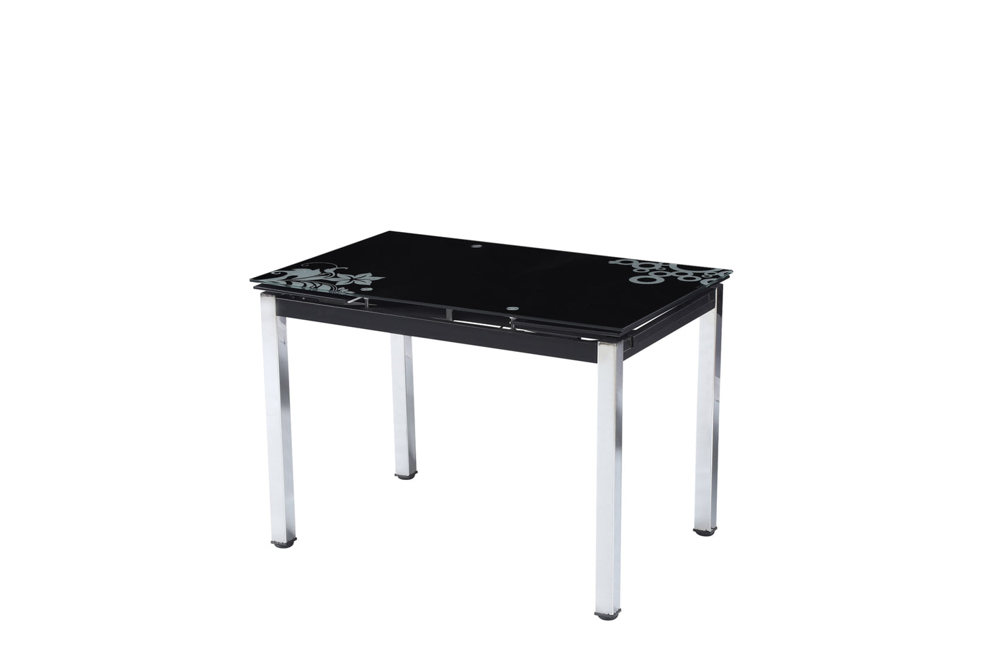 Table extensible Lotus – Pieds chrome et plateau noir 110/170x70x75 cm