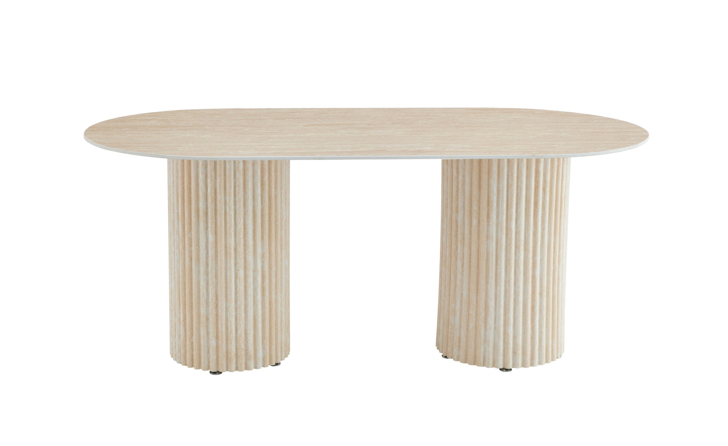 Table à manger Keysha 160x90x75 cm – Pieds métal et plateau céramique effet noyer