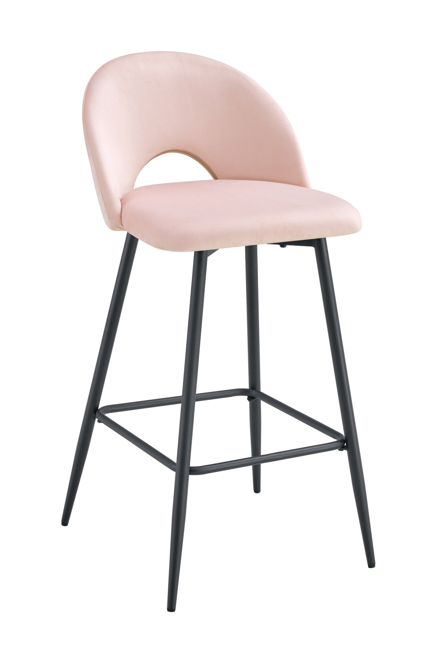 Tabouret de Bar Teddy en Velours avec Pieds en Métal Noir – Chic et Confortable