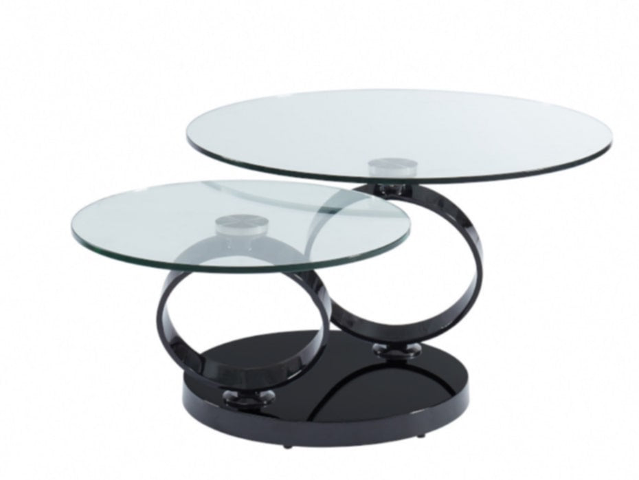 Table Basse Automat – Pieds Acier Noir & Plateau Transparent 70x45 cm