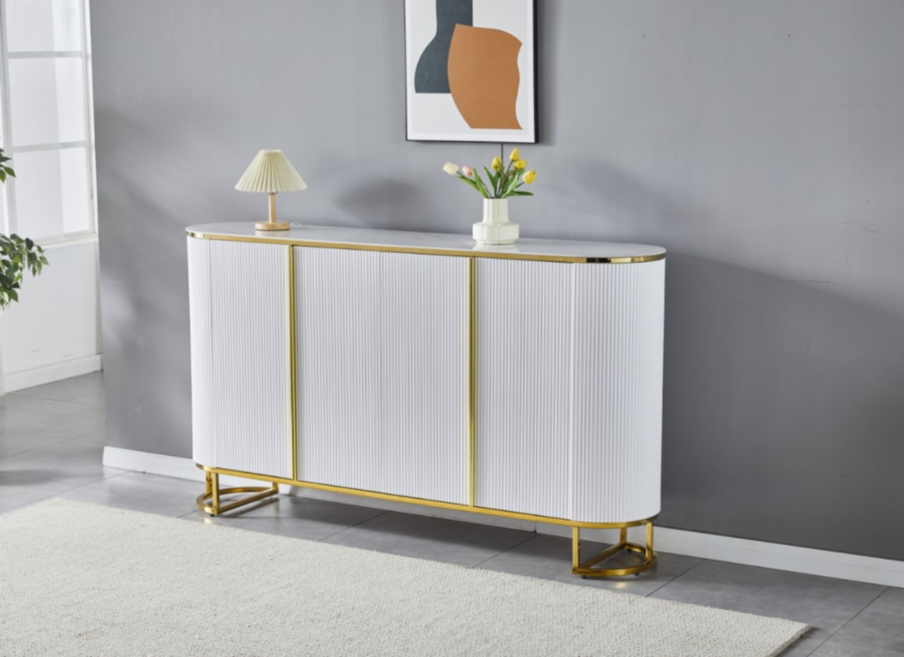 Buffet Esmée doré – Élégance raffinée et rangement pratique