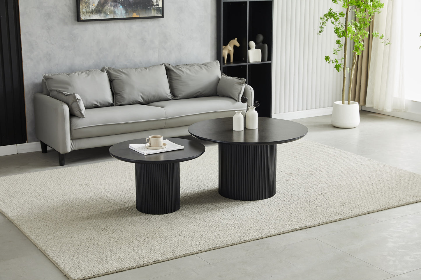 Tables Basses Gigognes Duo Pila – Plateau Céramique Effet Travertin