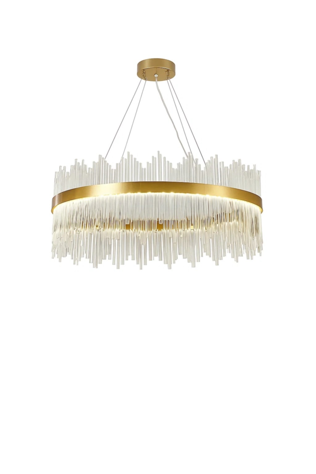 Lustre Aurore en verre avec cadre rond et câbles réglables 70x60x33 cm – Design moderne et raffiné