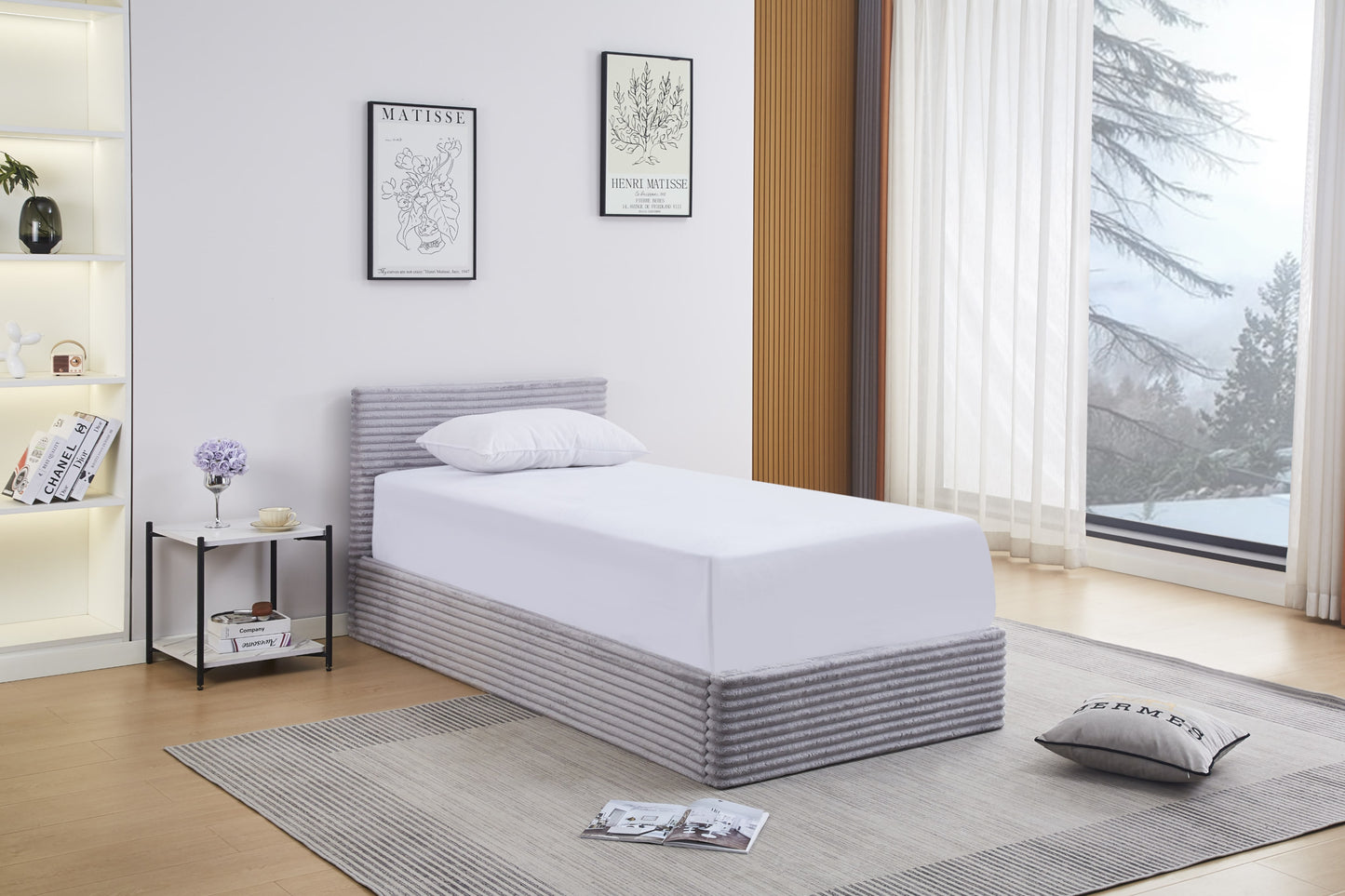 Lit Coffre Maia – Côtelé – 90x190 cm