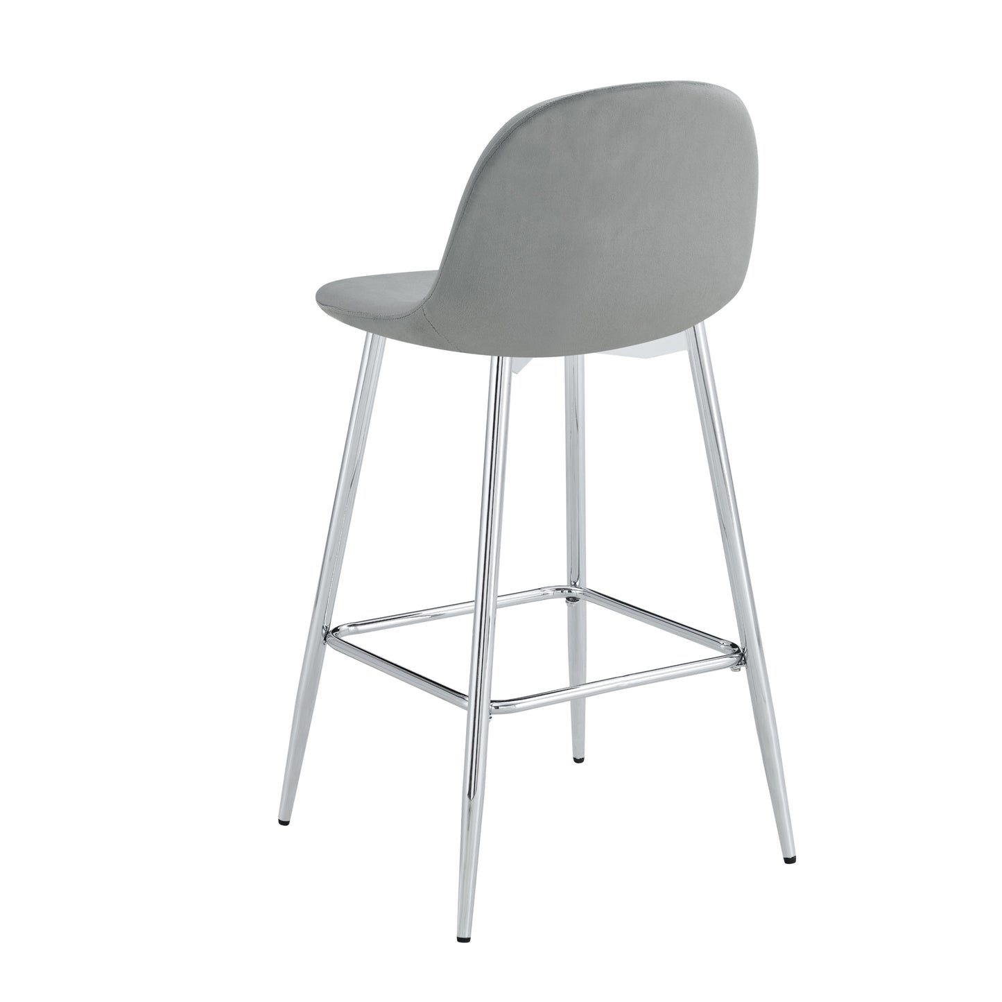 Tabouret de Bar Scandinave en Velours Gris avec Pieds Chromés – Confort et Style