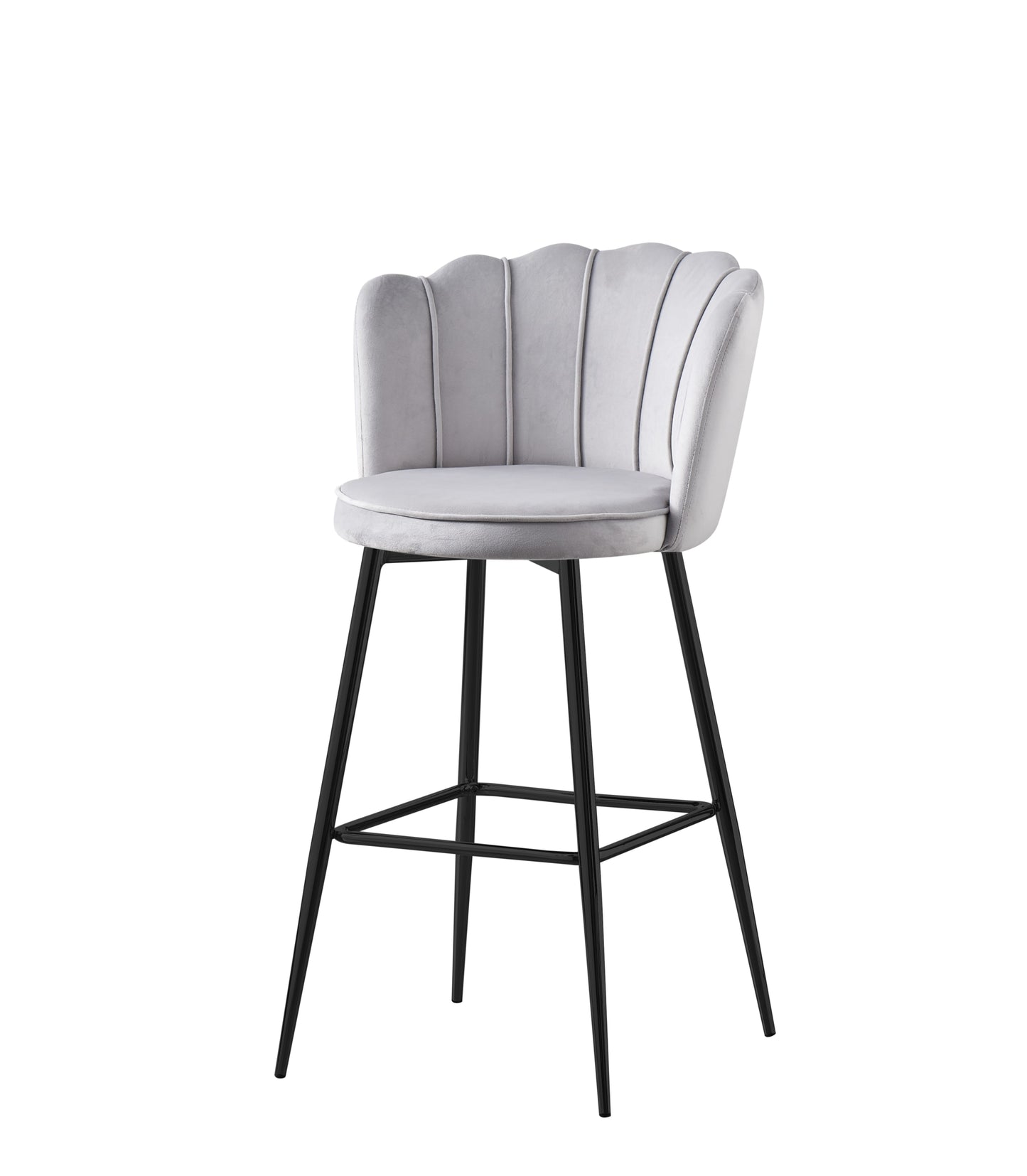 Tabouret de Bar Nymphea en Velours avec Pieds en Métal Noir – Hauteur 65 cm