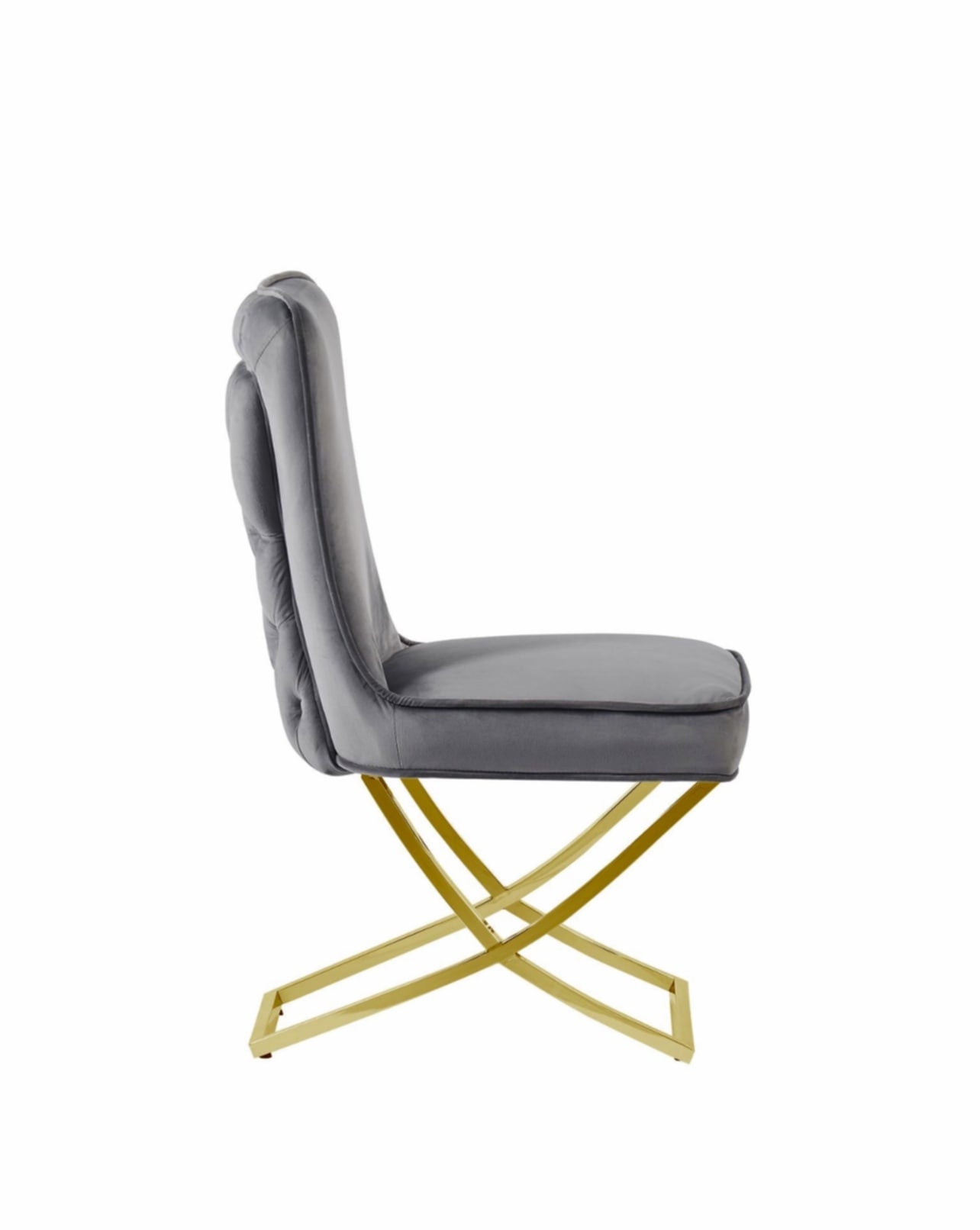 Chaise Gabrielle en Velours Anthracite avec Pieds Gold