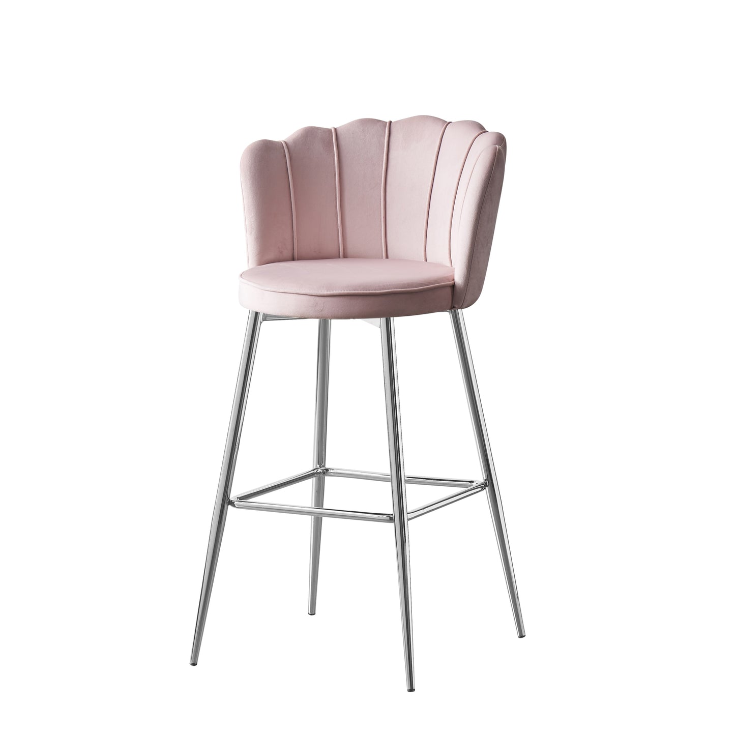 Tabouret de Bar Nymphea en Velours avec Pieds Chromés – Hauteur 65 cm