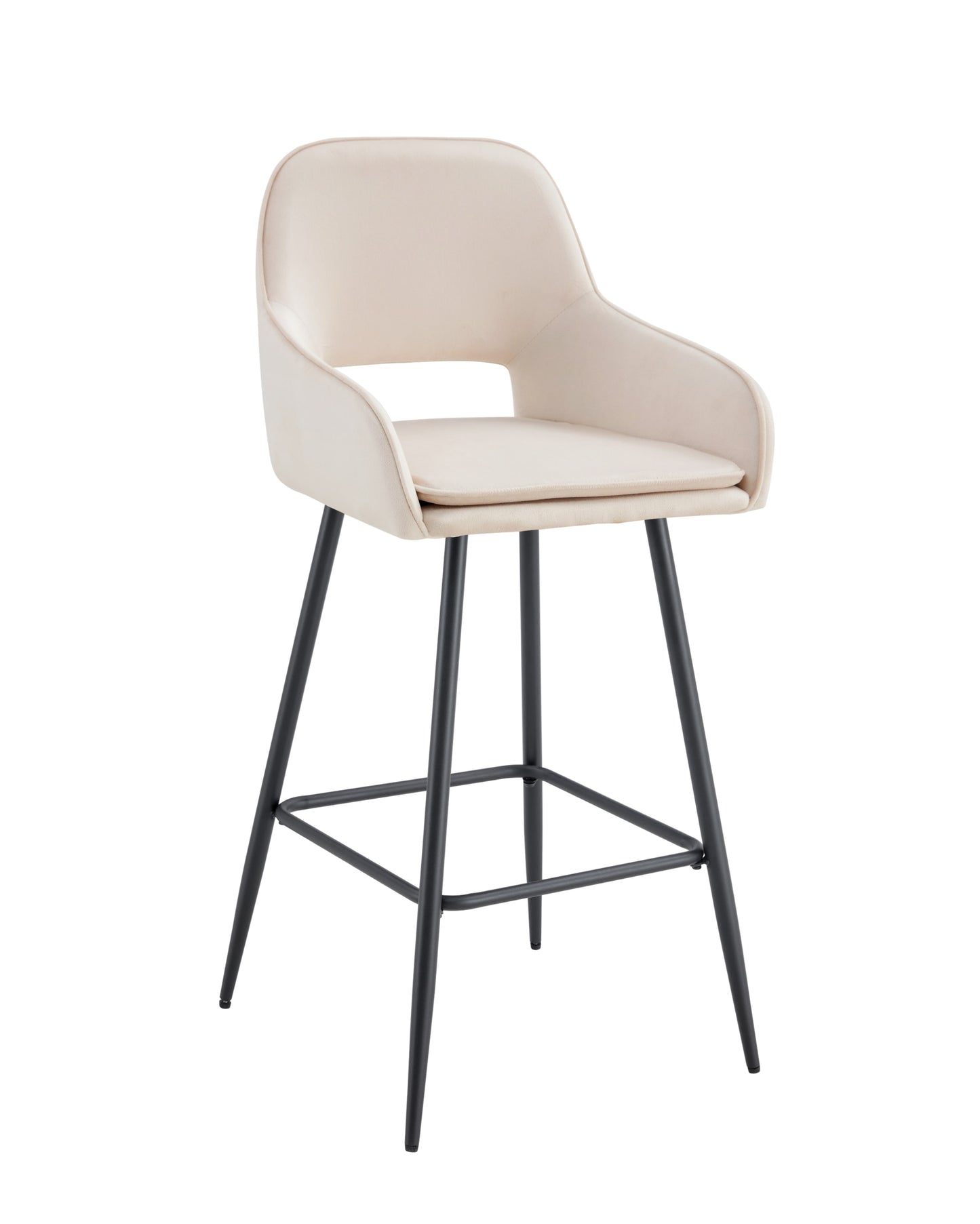 Tabouret de Bar Athena en Velours avec Pieds en Métal Noir – Style et Confort