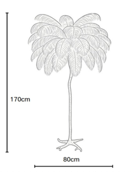 Lampadaire Velona à plumes 80x170 cm – Éclairage décoratif et raffiné