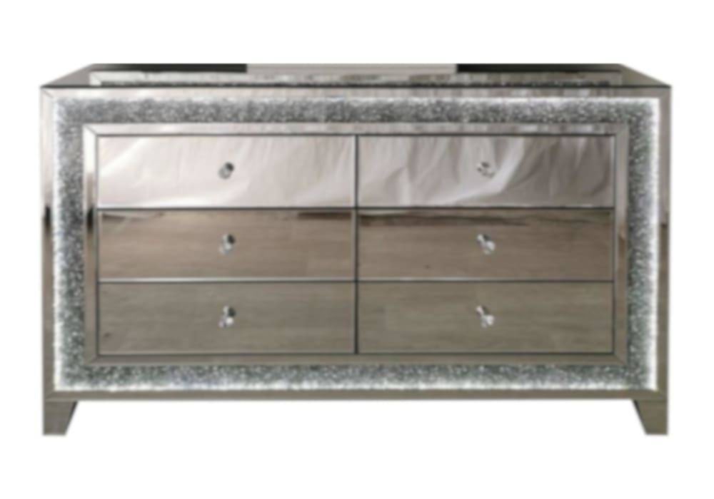 Commode miroir avec LED 120x40x80 cm – Design moderne et rangement lumineux
