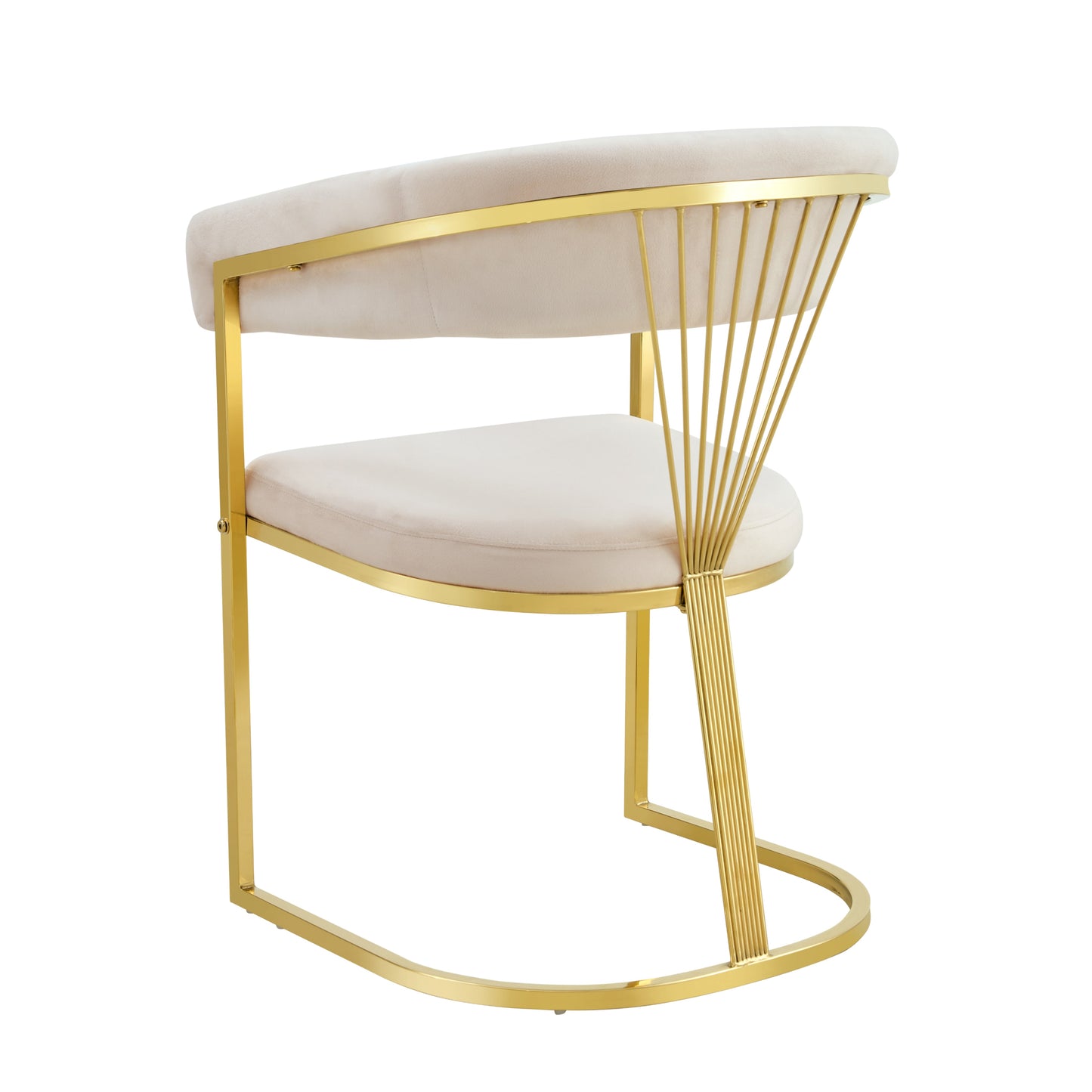 Chaise Brittany avec Accoudoirs en Velours Beige et Pieds Dorés – Élégance et Confort