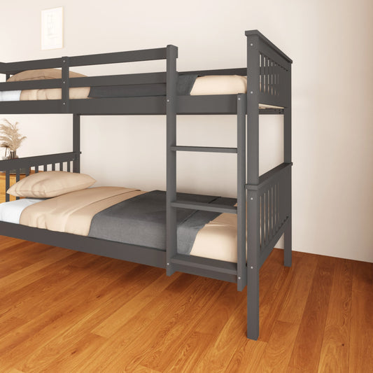 Lit superposé « Batna » en bois 1+1 – Gris – 90x190 cm