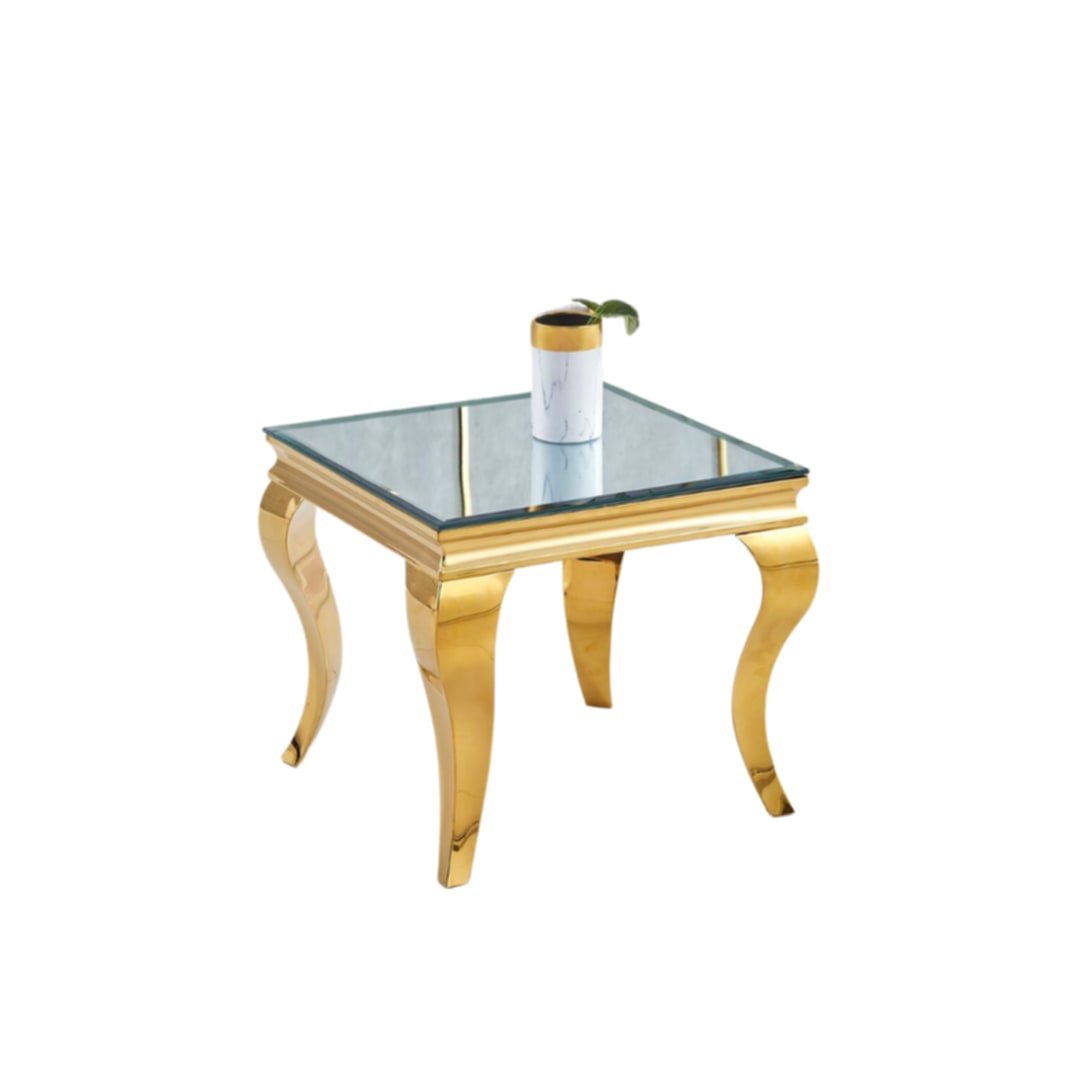 Guéridon Baroque Gold – Plateau Miroir 50x50 cm