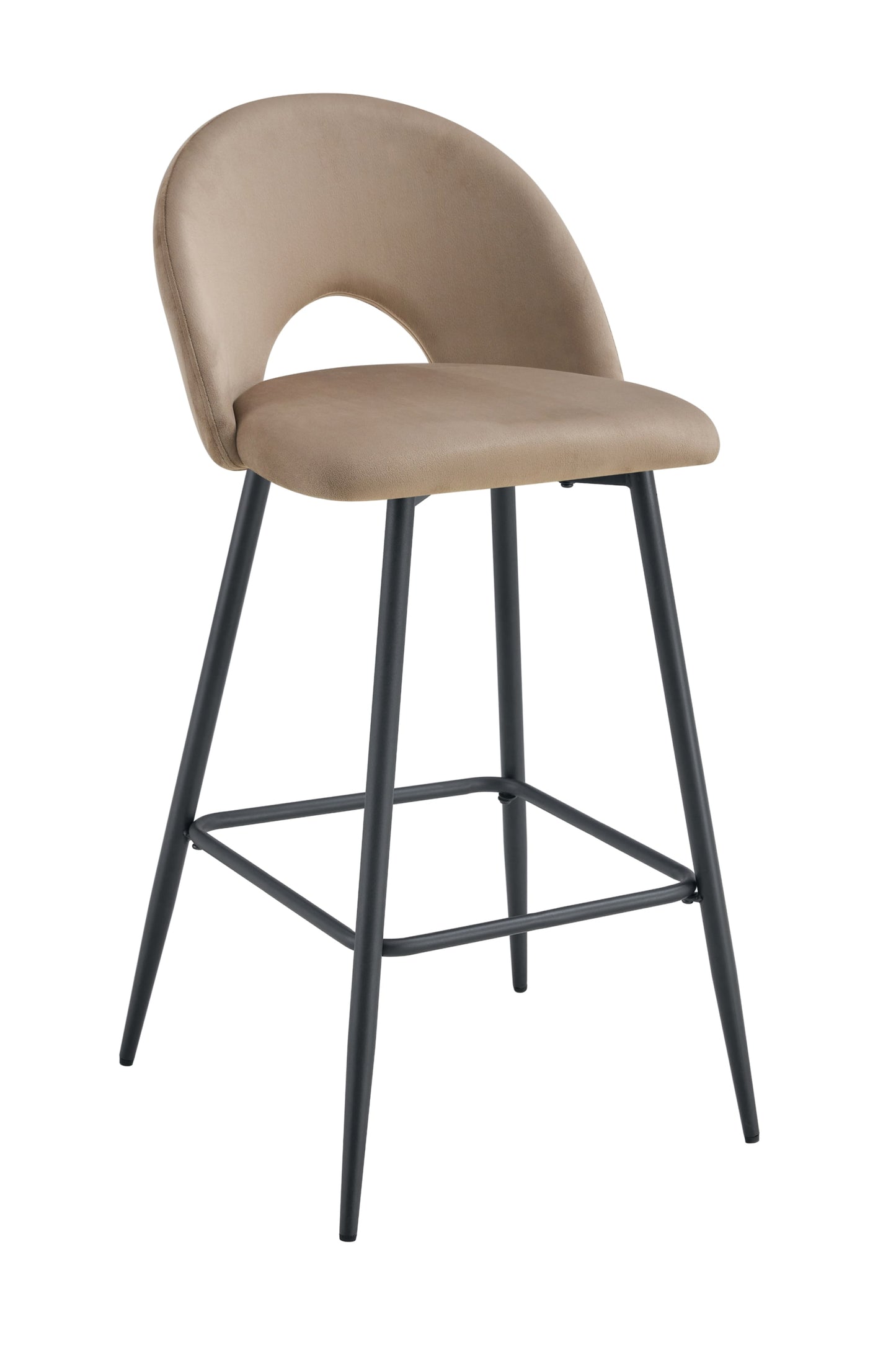 Tabouret de Bar Teddy en Velours avec Pieds en Métal Noir – Chic et Confortable
