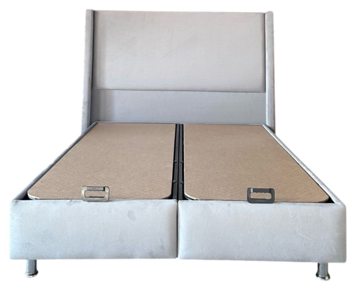 Lit Coffre Coco Box – Velours Gris 160x200 cm