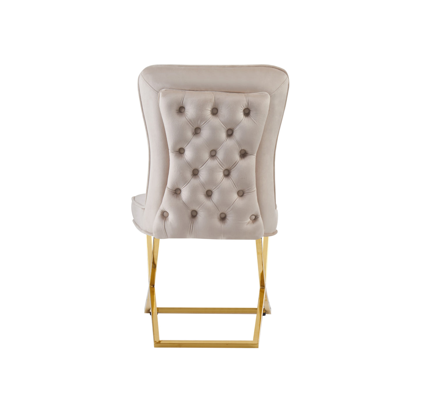 Chaise Gabrielle en Velours Beige avec Pieds Dorés – Élégance et Confort