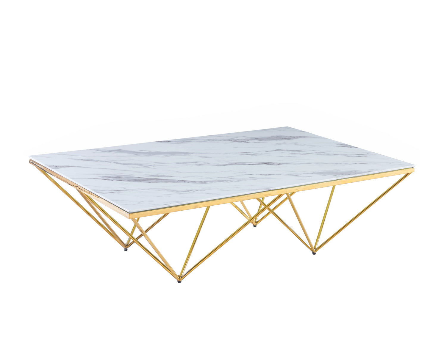 Table Basse DTA – Pieds Gold & Plateau Marbre Blanc