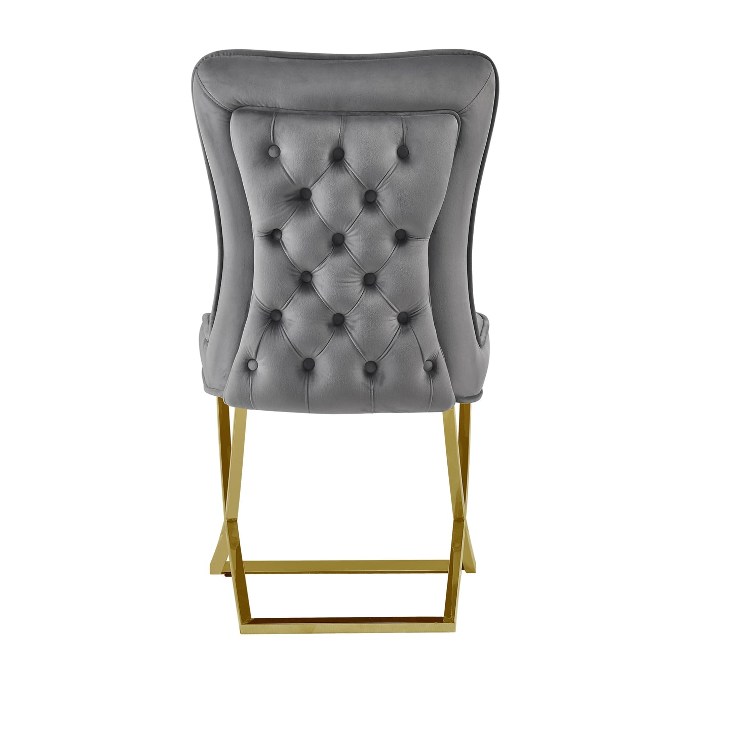 Chaise Gabrielle en Velours Anthracite avec Pieds Gold