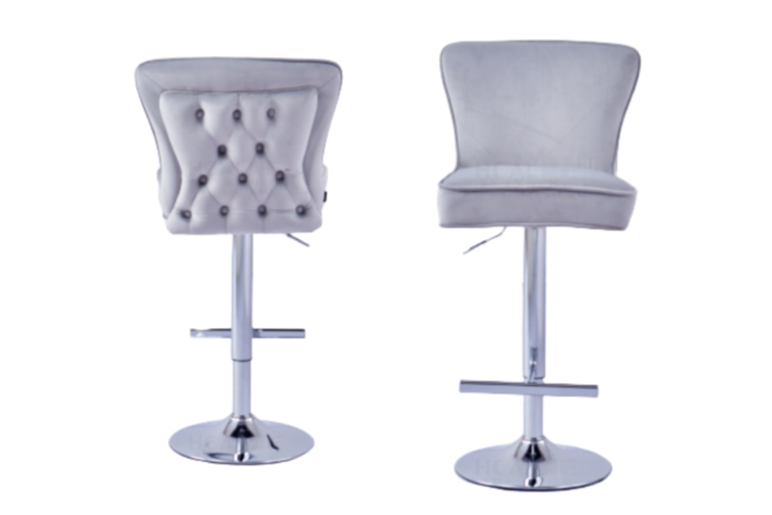 Tabouret de Bar Gabrielle en Similicuir Anthracite avec Pieds Chromés – Élégance et Confort